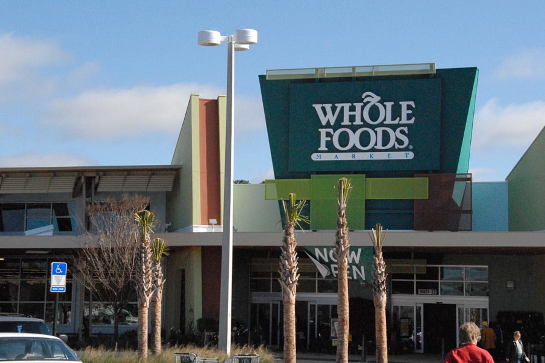 Completed Whole Foods storefront glass installation by Duval Glass & Mirror